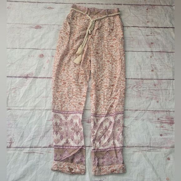 Anthropologie Ollari Tasseled Tapered Pull On Maueve Animal Print Pants XS NWT - Picture 2 of 7